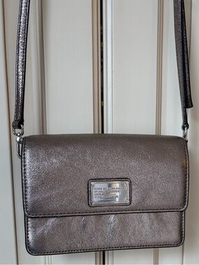 Marc by Marc Jacobs Metallic Foil Grey Leather Crossbody Shoulder Clutch